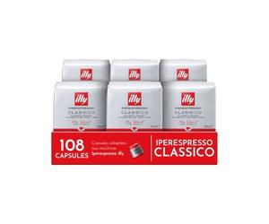 illy, Café en Capsules Iperespresso CLASSICO, 108 Capsules au Total | 100% Arabica avec Notes de Fleur d'Oranger et de Jasmin, Goût Doux et Arrière-goût Sucré, 6 Paquets de 18