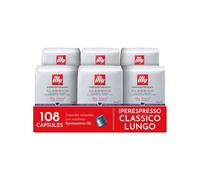 illy, Café en Capsules Iperespresso CLASSICO Lungo, 108 Capsules au Total | 100% Arabica avec des Notes de Fleur d'Oranger et de Jasmin, Goût Doux et Arrière-goût Sucré, 6 Paquets de 18