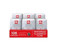 illy, Café Filtre en Capsules Iperespresso CLASSICO, 108 Capsules au Total | 100% Arabica avec des Notes de Fleur d'Oranger et de Jasmin, Goût Doux et Arrière-goût Sucré, 6 Paquets de 18