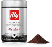 illy, Cafè Moulu pour Espresso Torréfié FORTE, 100% Arabica avec un Arôme Intense de Pain Grillé et un Arrière-goût de Chocolat Noir, Goût Fort, Paquet de 250g