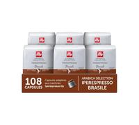 illy, Capsules de Café Iperespresso Arabica Selection Brasile, 100% Arabica avec des Notes de Caramel et de Fruits Secs, Saveur Intense, 6 Paquets de 18 (108 Capsules au Total)