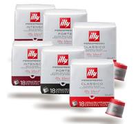 ILLY Sélection de 108 Capsules de café pour machines hyperexpresso | Assortiment de dégustation avec 2x Classique, 2x Intense, 2x Forte