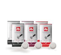 ILLY Sélection de 72 dosettes de café | Dégustation de 4 boîtes de 18 dosettes ESE unidoses, torréfaction intense et classique