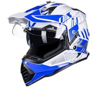 ILM Casque Moto Cross Homme Femme Casque Offroad ECE Homologué Casque VTT avec Double visière DH Enduro Quad Motocross WS902,Bleu Blanc,2XL