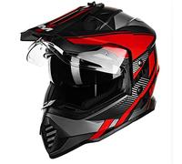 ILM Casque Moto Cross Homme Femme Casque Offroad ECE Homologué Casque VTT avec Double visière DH Enduro Quad Motocross WS902,Rouge Noir,2XL