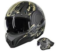 ILM Casque Moto Intégral Modulable pour Homme et Femme ATV UTV avec Protège-menton Réversible à 180°ECE Model-B707,Vert Militaire, M