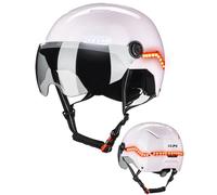 ILM Casque Velo Homme Femme Trotinette Electrique Adulte avec Visiere Lumiere LED Clignotant & Feu Stop Homologué NTA-8776, CPSC, CE Modèle MB101L,Rose,S/M