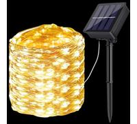 IlNegozioDiLuserna Paire de lumières solaires à chaîne LED avec fil en cuivre - Disponible en 7 m (50 LED) et 12 m (100 LED) - Alimentées par panneau solaire avec batterie rechargeable 2 pièces (12
