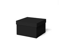 ilo - Boîte de Rangement avec Couvercle cm 25x25 H.16 - Caisse de Rangement Vêtements Jouets Livres Bureau - Rêvetement Soft Touch Noir, Agréable au Toucher - Recyclable et Produit en Italie