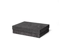 ilo - Boîte de Rangement avec Couvercle cm 35x27 H.8,5 - Caisse de Rangement pour Vêtements, Jouets, Livres et Bureau - Rêvetement Texture Effet Béton Noir - Recyclable et Produit en Italie