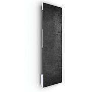 ILO - Radiateur Électrique Rayonnant Soufflant Mural - 1250W - +28 Motifs Design Unique - Extra Plat Verre Trempé - IP44 - Vertical - Programmable, Éco - Made in France - Béton Glacé