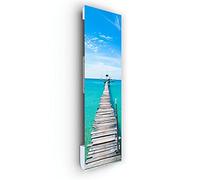 ILO - Radiateur Électrique Rayonnant Soufflant Mural - 1750W - +28 Motifs, Design Unique - Extra Plat Verre Trempé - IP44 - Orientation Verticale - Programmable, Éco - Made In France - Ponton Caraïbes