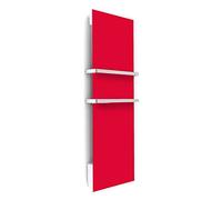 ILO/Radiateur Sèche Serviette Électrique Soufflant /1750W/ +17 Motifs, Design Unique/Rayonnnant/Extra Plat/ IP44 / 2 barres Inox/Orientation Verticale/Éco, Silencieux/France/Rouge
