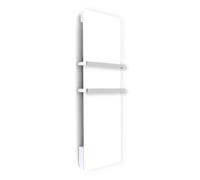 ILO-Radiateur Sèche Serviette Soufflant-1250W- +17 Motifs -Rayonnant -Plat- IP44 - Livré avec 2 barres Inox- 2 orientations -Blanc