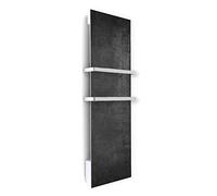 ILO/Sèche Serviette Électrique Soufflant Rayonnant Mural /1250w/ +28 Motifs, Esthétique/2 Barres Incluses/Extra Plat/ IP44 / Vertical/Programmable, Silencieux/France/Béton glacé