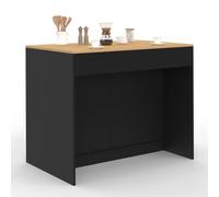 IDMarket - Ilot Central Cesar 110 cm avec Tablette relevable rectangulaire Bois Noir et façon hêtre