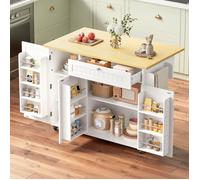 Îlot central cuisine avec Rangement et Plan de Travail -120x70x92 cm - Desserte à Roulettes cuisine avec 3 porte et 1 tiroir, blanc