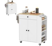 Îlot central cuisine - HOMCOM - mobile - avec tiroir, étagère réglable, placard à deux portes, barre à serviettes - blanc