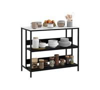 HOMCOM Desserte îlot de Cuisine, Meuble de Cuisine, Plateau Aspect marbre, Structure en Acier, 2 étagères, Meuble de Rangement pour Salon, Style Moderne, 100 x 50 x 90 cm, Noir