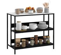 HOMCOM Desserte îlot de Cuisine, Meuble de Cuisine, Plateau Aspect marbre, Structure en Acier, 2 étagères, Meuble de Rangement pour Salon, Style Moderne, 100 x 50 x 90 cm, Noir