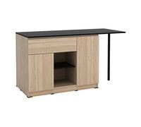 Ilot central de cuisine avec 2 portes, 1 tiroir et 2 niches - Naturel et noir - TUNORI