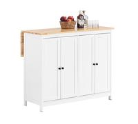 îlot Central de Cuisine avec Plans de Travail Rabattable KNL10-WN SoBuy -102x72x92 cm - Blanc