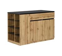 Ilot central de cuisine avec rangements - Noir et Naturel - MEILI