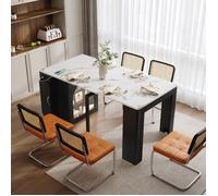 Îlot central éxtensible avec prises usb, table à manger mobile 3 en 1 avec plan de travail extensible, îlot de cuisine, noir