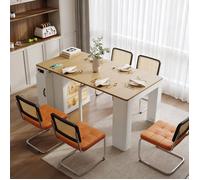 Îlot central éxtensible avec prises usb, table à manger mobile 3 en 1 avec plan de travail extensible, îlot de cuisine, blanc