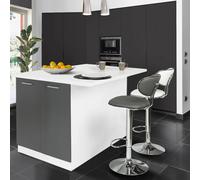IDMarket - Ilot central IVO 120 cm blanc et gris avec plan de travail