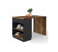 IDMARKET Ilot central mange-debout 4 personnes VITO 130 cm noir et effet bois foncé HAWKINS
