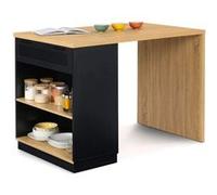 IDMarket - Îlot central mange-debout VITO 130 cm 4 personnes noir plateau bois