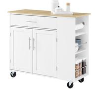 Îlot Central Mobile - SoBuy - FKW133-WN - Blanc - 99×40×85 cm - Roulettes et Tiroir