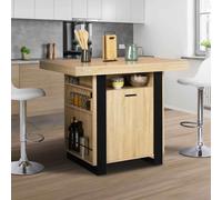 IDMarket Ilot central PHOENIX 110 cm bois et noir avec rangements