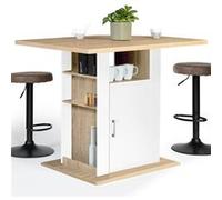 Id Market Ilot Central Ugo 110 Cm Bois Blanc Et Imitation Hêtre Avec Rangements Blanc