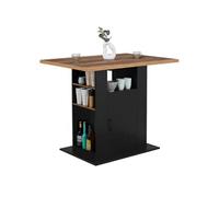 Ilot central UGO 110 cm bois noir et effet bois foncé HAWKINS avec rangements