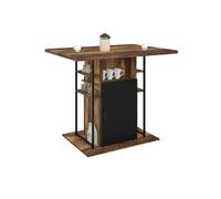 IDMARKET Ilot central UGO 110 cm bois noir et effet bois foncé HAWKINS avec rangements design industriel
