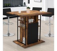 IDMarket Ilot central UGO 110 cm Bois noir et effet bois foncé, rangements design industriel