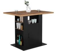 IDMarket - Ilot central UGO 110 cm bois noir et effet bois foncé HAWKINS avec rangements