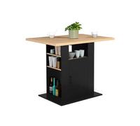 IDMarket - Ilot Central UGO 110 cm Bois Noir et Imitation hêtre avec rangements