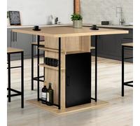 IDMarket - Ilot central UGO 110 cm bois noir et imitation hêtre avec rangements design industriel