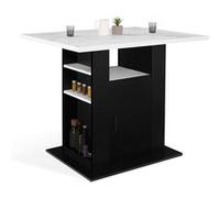 IDMarket - Ilot Central UGO 110 cm Effet marbre et Noir Alaska avec rangements