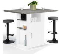 IDMarket - Ilot Central UGO 110 cm Plateau Effet béton et Blanc avec rangements