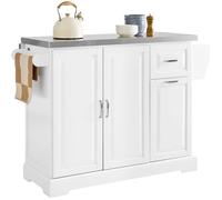 Îlot Cuisine Mobile - SoBuy - FKW128-ST - Plateau Extensible - Blanc - Roulettes