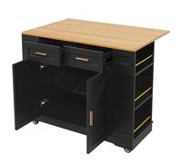 Îlot cuisine moderne buffet table à manger multifonctionnelle rangement extensible finition imitation bois meuble-restaurant noir