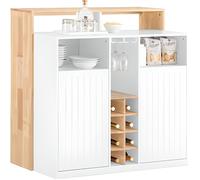 Îlot Cuisine SoBuy Meuble Rangement avec Porte Bouteilles 8 Cases 2 Portes Range Verres Buffet Bar Cuisine Salon Blanc 105x60x105cm