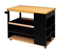 Ilot de cuisine à roulettes bois noir - 5 five simply smart