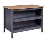 Ilot de Cuisine Anthracite et Plateau Effet Bois - KENNY - ALTOBUY Gris G