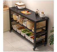 Îlot de Cuisine, Armoire de Rangement à étagères Ouvertes, armoires de Buffet, Buffet, Table d'îlot sur roulettes for la préparation des Repas(Black,120x35cm/47.24x13.78in)