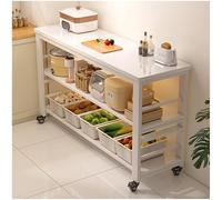 Îlot de Cuisine, Armoire de Rangement à étagères Ouvertes, armoires de Buffet, Buffet, Table d'îlot sur roulettes for la préparation des Repas(White,60x25cm/23.62x9.84in)